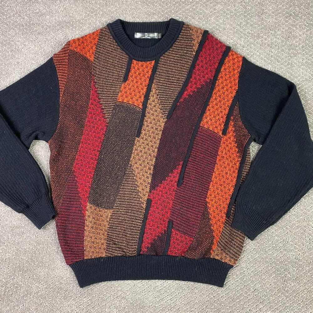 Vintage Leo Chevalier Sweater Men's Large Fits medium 3D Cosby Biggie Abstract